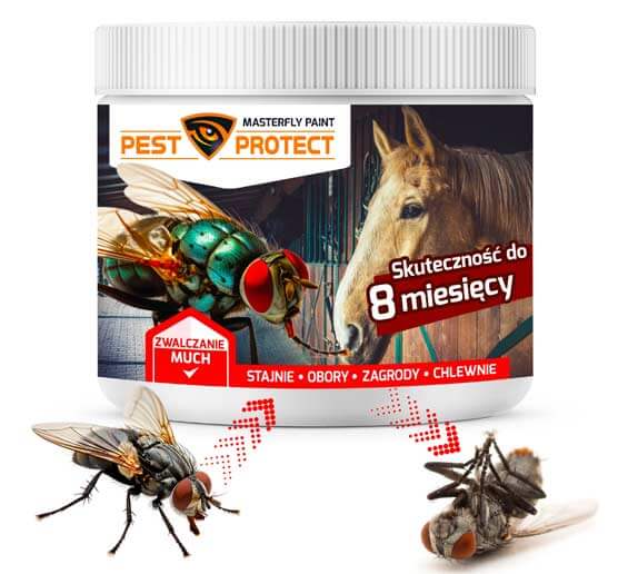 Preparat proszek na muchy na zewnątrz w stajni działa do 8 miesięcy PEST PROTECT