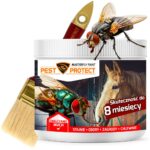 Preparat środek proszek na muchy na zewnatrz w stajni oborze do obory chlewni PEST PROTECT 125g pędzel do aplikacji preparatów na muchy PEST PROTECT